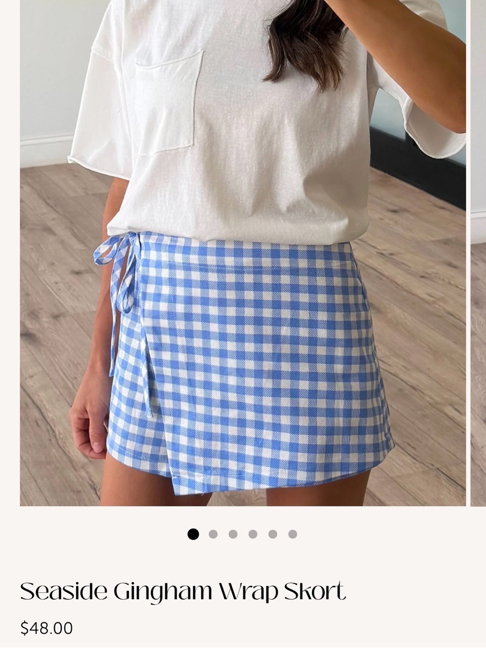 TALULAH Blue & White Gingham Wrap Skort